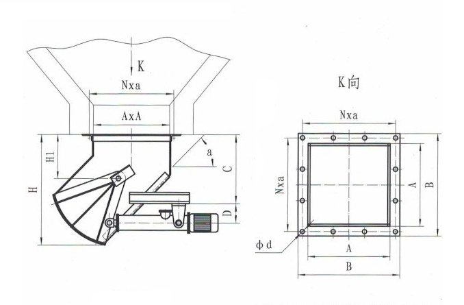 SZ扇形閘門電液動B45Ⅱ型扇形閘門外形簡圖-河南振江機械