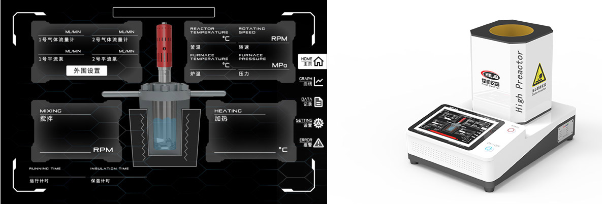 霍桐ZN型智能觸摸屏標準實驗室微小型反應釜電控箱及觸摸操控界面示意圖